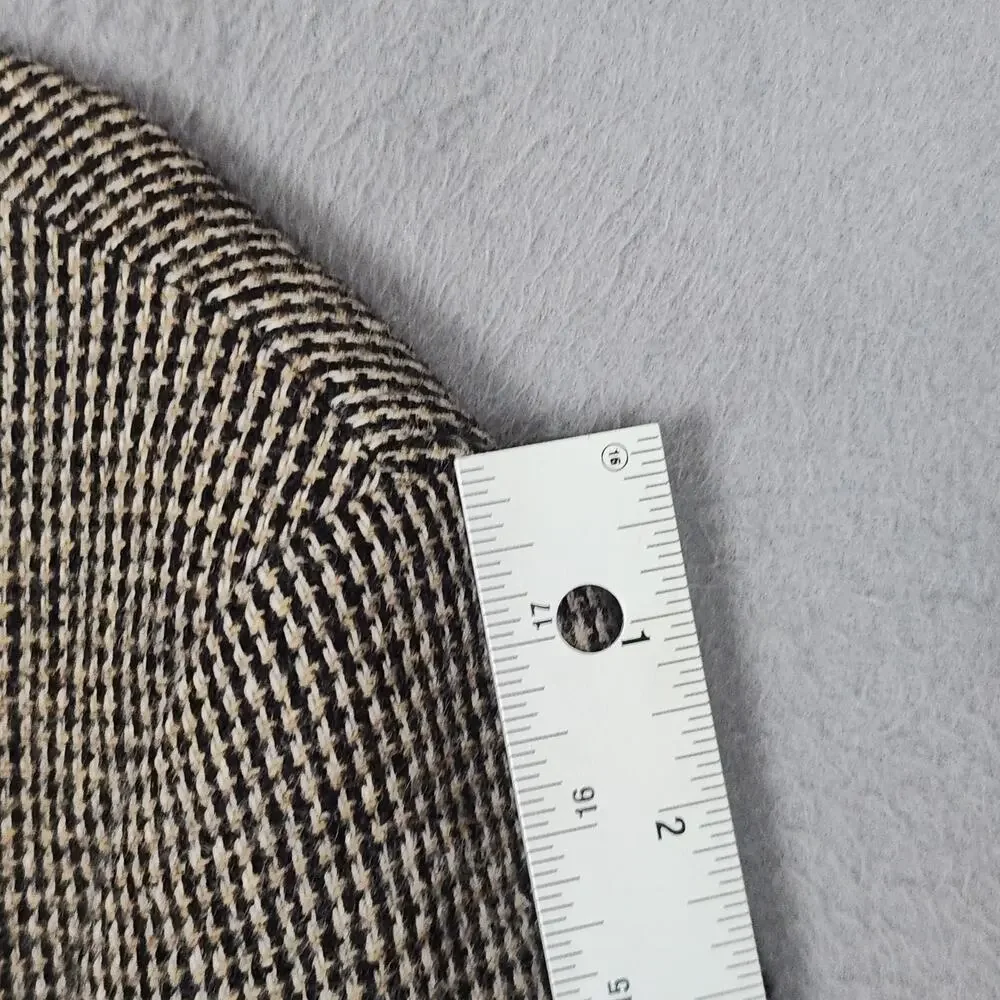 VINTAGE EVAN-PICONE Blazer Mens 41 Brown Houndstooth Wool Elbow Patch Jacket USA